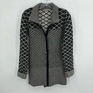 Chiaramente Cardigan Made in Italy Wool Blend Black Ivory Size S